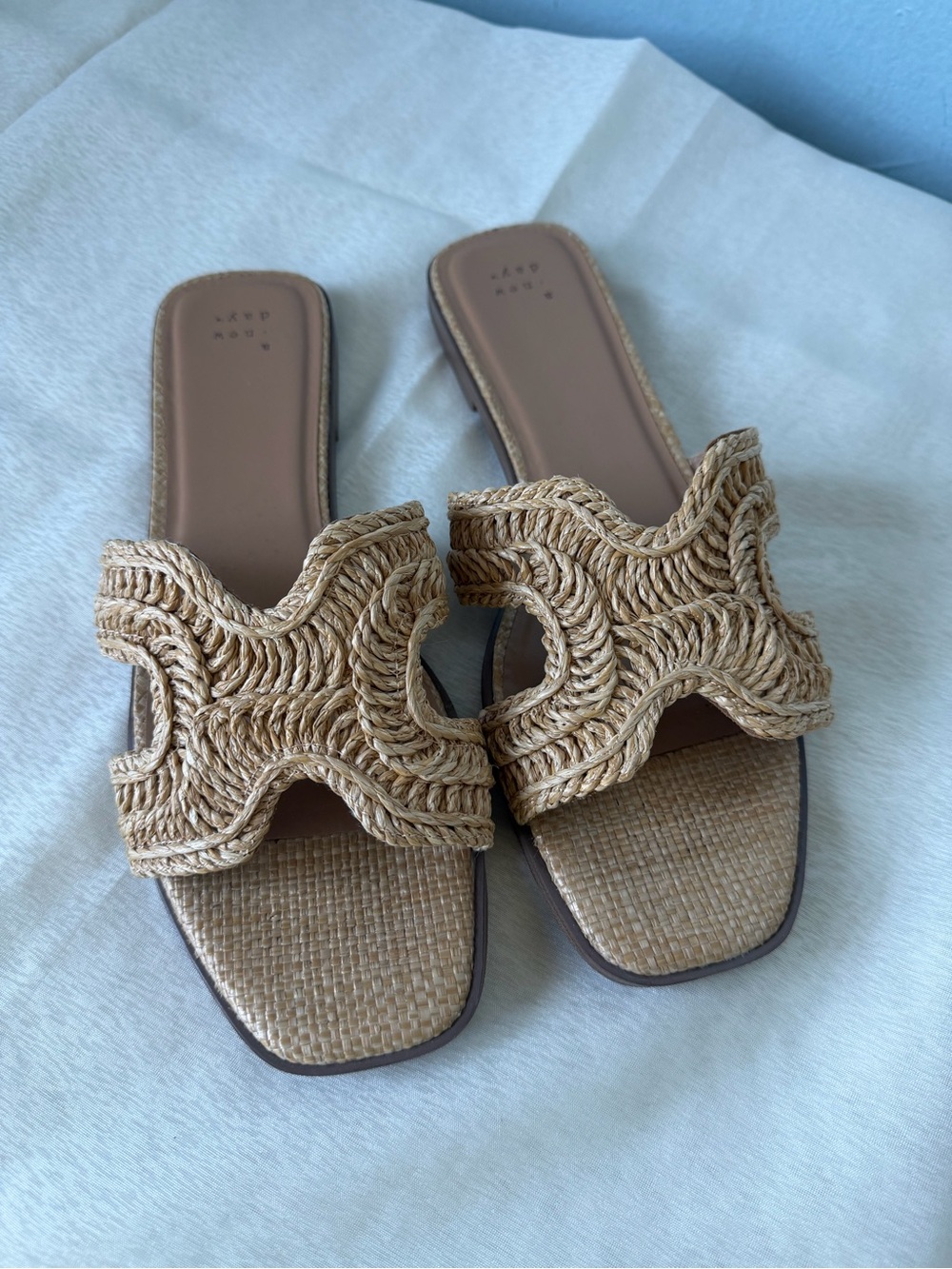 a new day Natural Raffia Slide Sandals - Tan